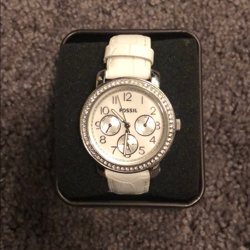 White fossil watch